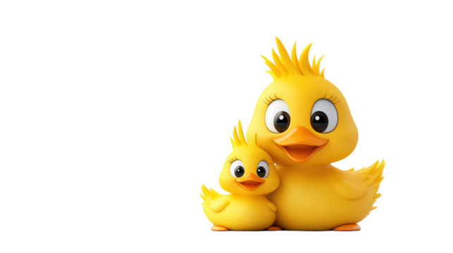 Cute Yellow Ducks on Transparent Background