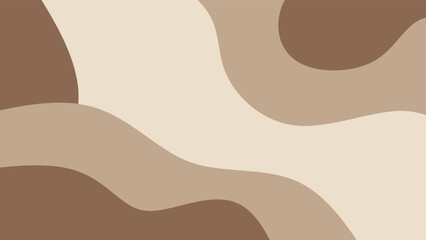 Abstract background with organic wavy shapes in brown and beige earth tones. Background of melted chocolate and milk cream. Modern bohemian style background with nude and mocha colors.