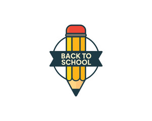 Back to School Pencil Badge icon vector design illustration