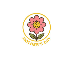 Mother&rsquo;s Day Flower Badge icon vector design illustration.
