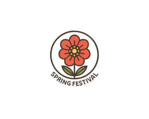 Spring Festival Flower icon vector design illustration.