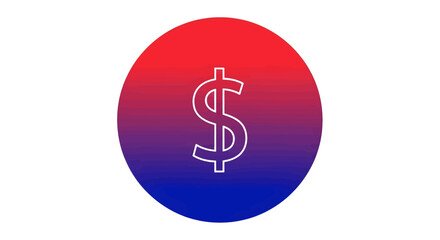 Obraz premium Bold dollar sign illustration on a vibrant gradient circle, symbolizing finance and wealth.