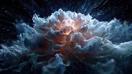 Ethereal Data Core The core of a machine learning AI a central server node pulsing with an ethereal flowing data cloud