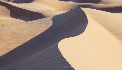 Jelajahi bukit pasir dengan sinar matahari dan permainan bayangan