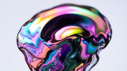 Vibrant Iridescent Bubble with Rainbow Colors and Shimmering Reflections