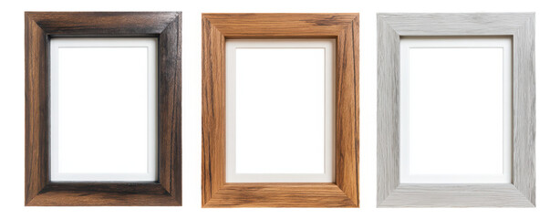 Elegant wooden frames provide a classic touch for displaying art and photographs isolated on a transparent background