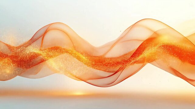 Sophisticated abstract animation with a dynamic connected wireframe poly line design. The flowing, translucent form creates an elegant and ethereal effect with a warm, vibrant color palette.