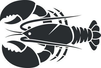 Stylized black vector illustration of a lobster, perfect for restaurant branding, seafood menus, and culinary designs