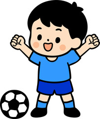 Cartoon Boy Playing Soccer Illustration