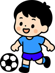 Cartoon Boy Playing Soccer Illustration