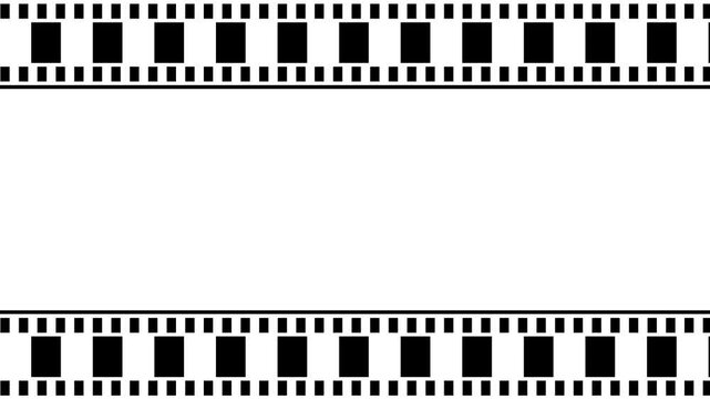 Abstract film strip frame for video or photo content animation. Black color moving film strip animation with classic camera roll on cinematic on white background. 4k