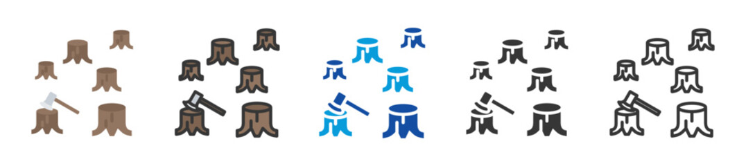 deforestation icon set multi style various collection