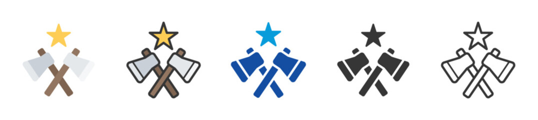 lumberjack competition icon set multi style various collection