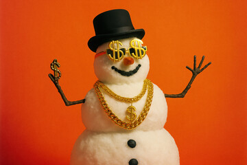 Cool Snowman with Gold Chains and Sunglasses