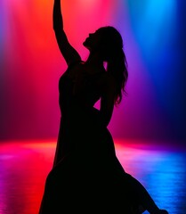 A silhouette of a classical dancer in a dancing pose