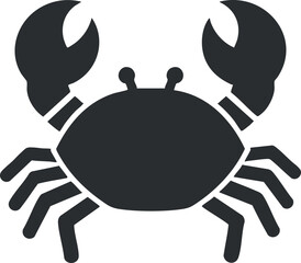 Fototapeta premium Stylized black silhouette vector illustration of a crab for marine-themed designs and seafood branding.