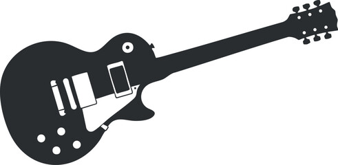 Stylized black and white vector illustration of an electric guitar, ideal for music-themed designs and branding projects