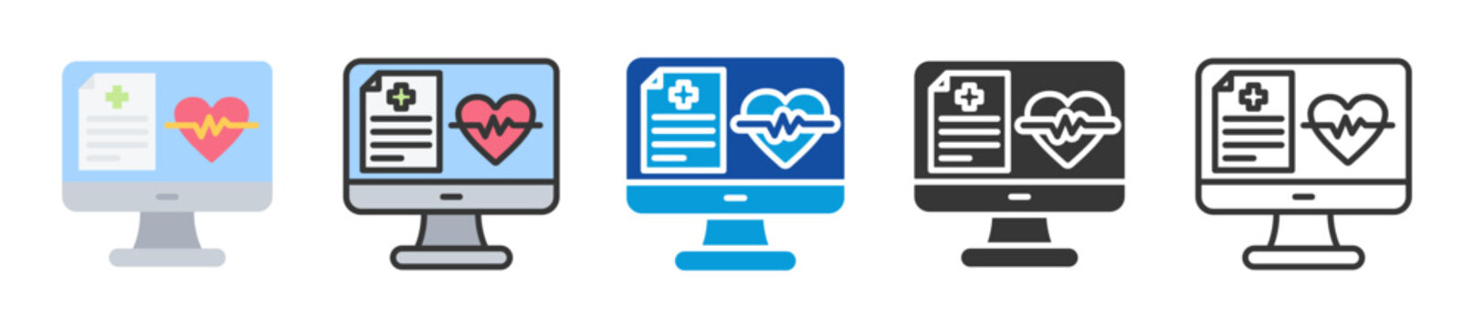 electronic health record icon set multi style various collection