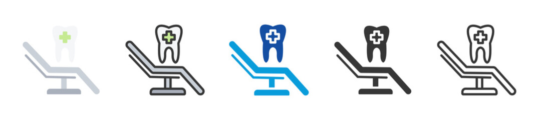 dental chair icon set multi style various collection