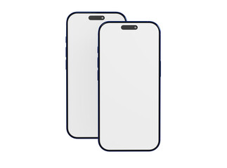 Two blank smartphone devices for app design presentation or display of website interface isolated on white.