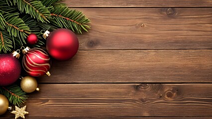 (Focus on Warmth & Classic Feel)
Rustic Wood & Ruby Red Charm:
A Classic Christmas Border for Your Festive Greetings.