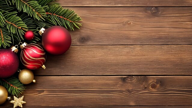 (Focus on Warmth & Classic Feel)
Rustic Wood & Ruby Red Charm:
A Classic Christmas Border for Your Festive Greetings.