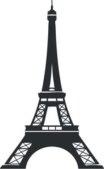 Silhouette vector illustration of the Eiffel Tower, a famous architectural landmark in Paris, suitable for travel and tourism themes