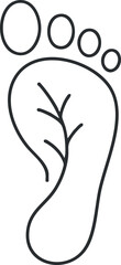Obraz premium Minimalist outline vector illustration of a human foot with a leaf design symbolizing health and nature