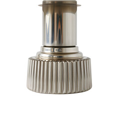 Macro Detail of Fluted Surface and Precision Threads on Dessert Stand Pillar