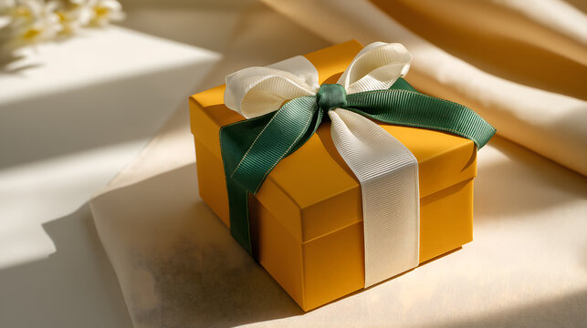 Saffron Gift Box Wrapped in Indian Tricolour ribbons for Republic Day and Independence Day