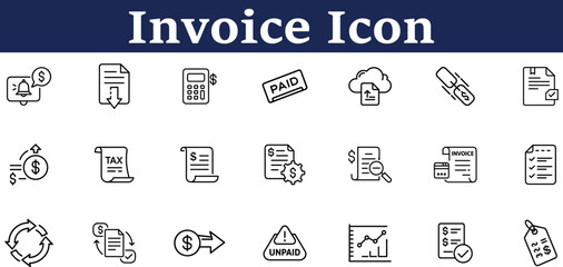 Invoice icon design featuring a document with a checkmark, financial report isolated on transparent background