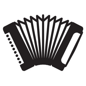Accordion vector icon musical instrument illustration in simple black and white style isolated on white background