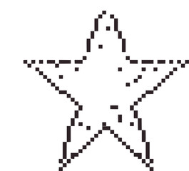Pixelated star outline in black and white vector