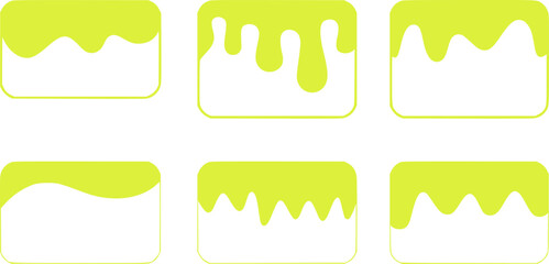 Six yellow abstract shapes with rounded corners vector