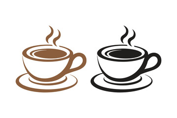 Two steaming cups of coffee, one brown and one black, isolated on, offer a warm and inviting scene for coffee lovers and design enthusiasts alike