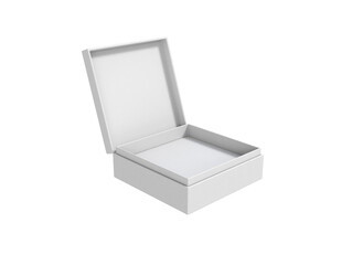 3D Render a white box with a lid open on a white background