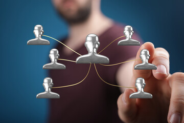 A visual representation of networking, collaboration, and connections within a business environment, teamwork, communication and community.