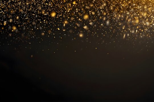 Golden confetti on a black background for the New Year 