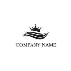 Elegant Crown Logo Design with Flowing Waves and Company Name Placeholder.