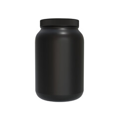 3D Render a black plastic jar with a black lid