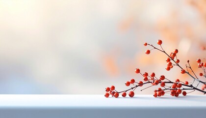 滑らかな雪白の背景に、冬のベリーの枝が縁にそっと置かれた、静かで落ち着いた印象の映像です。
柔らかい光が広い余白を包み、季節のメッセージ、冬の販促、ナチュラル系デザインに適しています。