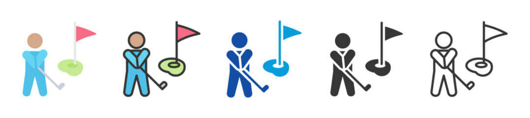 golf icon set multi style various collection