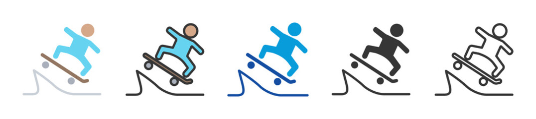skateboard icon set multi style various collection © Iconjam