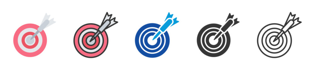 Naklejka premium dart board icon set multi style various collection