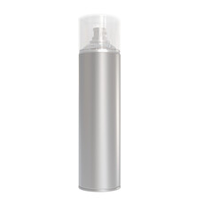 3D Render a silver spray bottle with a clear lid