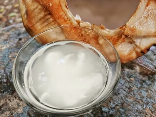 Fresh coconut water summer refreshment