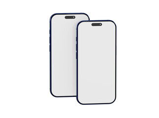 Modern smartphones with blank screens, perfect for mockup, product presentation or app design showcase, clean w