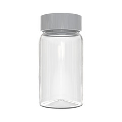 3D Render a clear glass jar with a gray lid
