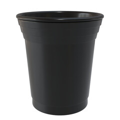 3D Render a black plastic cup with a lid