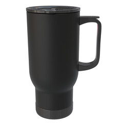 3D Render a black coffee mug with a handle on a white background